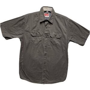 Wrangler Premium Quality Mens Small Gray Short Sleeve Button Front Shirt